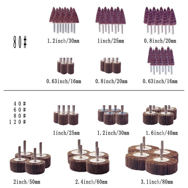 닦기 소재 60/80/120/240 그라이트 굴착 플래프 휠 알루미늄 산화물 플래프 휠 닦기 및 밀링